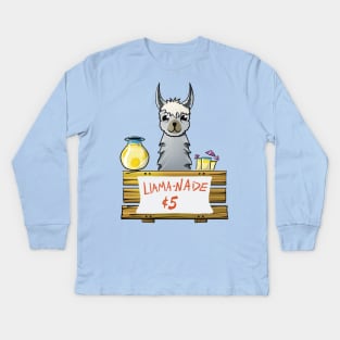 Cute llama selling lemonade, err, llama-nade Kids Long Sleeve T-Shirt